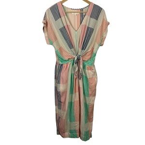 Lou & Grey By Loft Tie Front Striped Dress Size Medium